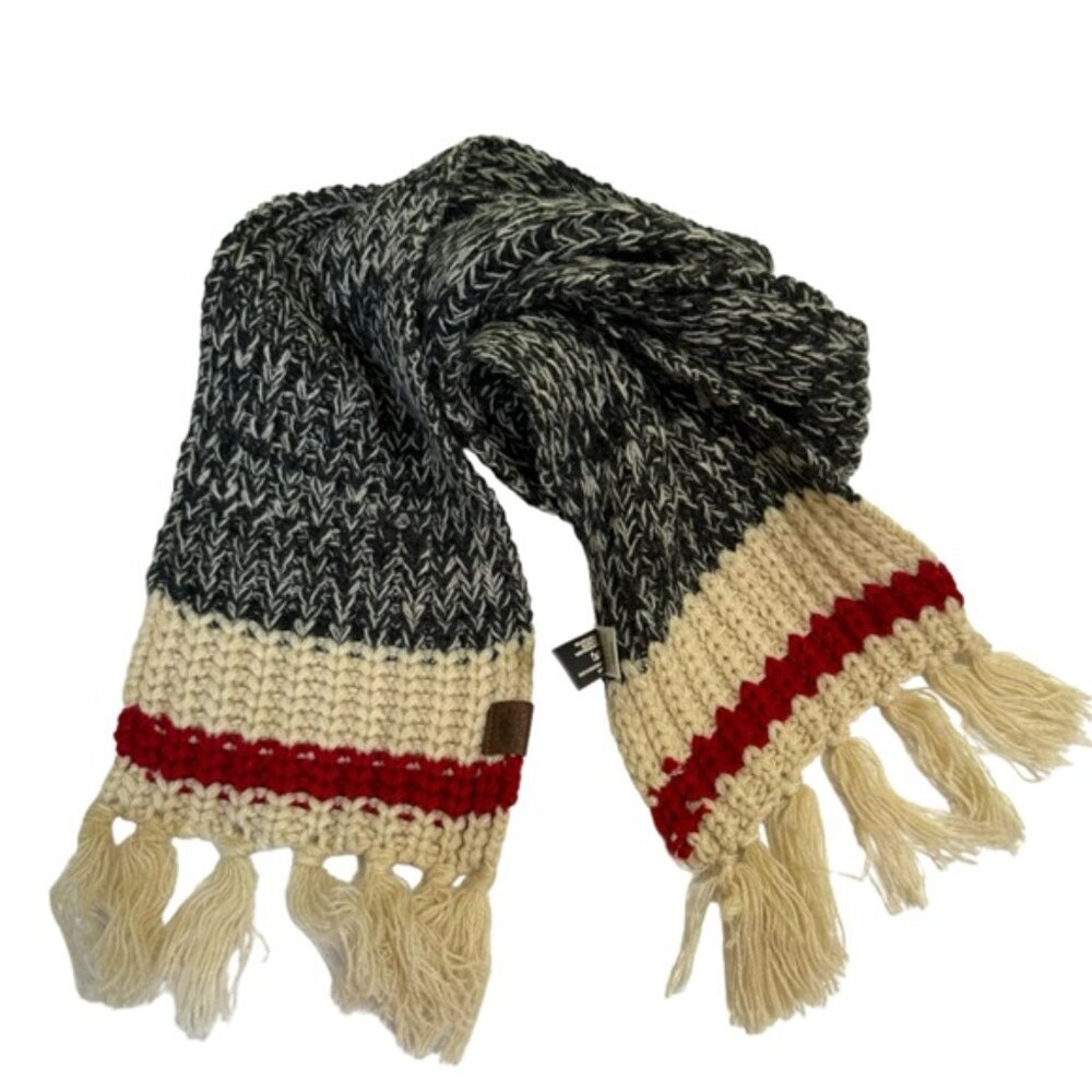 ROOTS Cabin Scarf Knit Kids Tassel Fringe Cozy Warm Unisex Sweater Soft Cottage